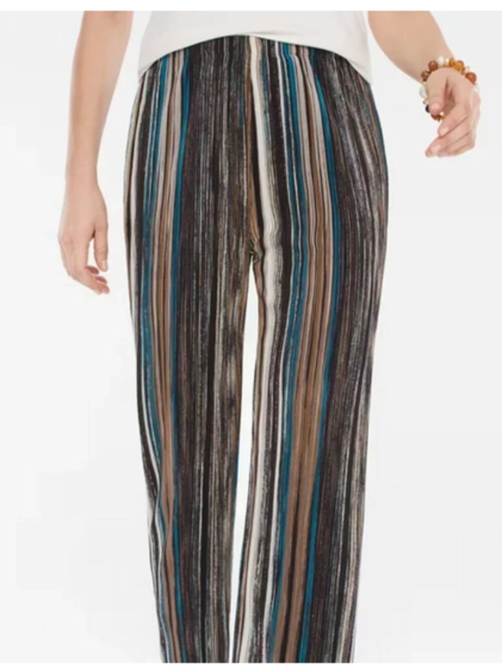 Chicos Travelers Collection Petite Micro-Pleat Printed Pants size 3 NWT